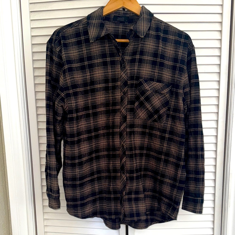 Nuuds Black and Tan 🖤🤎🖤🤎 Plaid Shirt - M